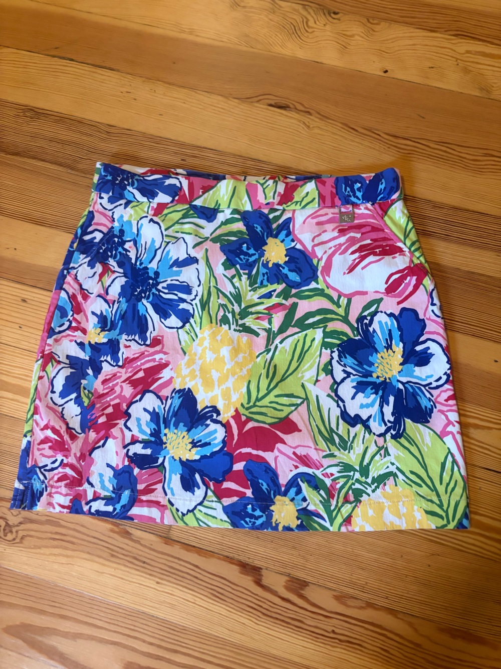 Rafaella Tropical Floral Mini Skirt in Pink, Blue and Yellow